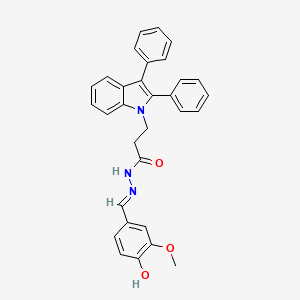 (E)-3-(2,3-diphenyl-1H-indol-1-yl)-N'-(4-hydroxy-3-methoxybenzylidene)propanehydrazide