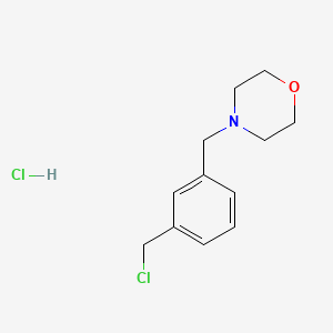 molecular formula C12H17Cl2NO B2646765 4-{[3-(Chloromethyl)phenyl]methyl}morpholine hydrochloride CAS No. 128623-08-5