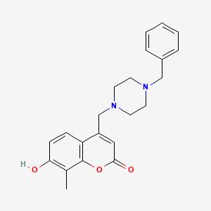 molecular formula C22H24N2O3 B2646818 4-[(4-benzylpiperazin-1-yl)methyl]-7-hydroxy-8-methyl-2H-chromen-2-one CAS No. 847932-19-8
