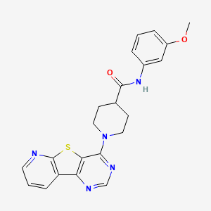 molecular formula C22H21N5O2S B2646879 N-(3-methoxyphenyl)-1-(8-thia-3,5,10-triazatricyclo[7.4.0.02,7]trideca-1(9),2(7),3,5,10,12-hexaen-6-yl)piperidine-4-carboxamide CAS No. 1110968-71-2