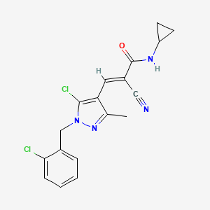 (E)-3-[5-chloro-1-[(2-chlorophenyl)methyl]-3-methylpyrazol-4-yl]-2-cyano-N-cyclopropylprop-2-enamide