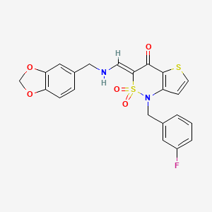 (3Z)-3-{[(1,3-benzodioxol-5-ylmethyl)amino]methylene}-1-(3-fluorobenzyl)-1H-thieno[3,2-c][1,2]thiazin-4(3H)-one 2,2-dioxide