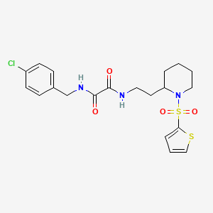 molecular formula C20H24ClN3O4S2 B2646921 N1-(4-chlorobenzyl)-N2-(2-(1-(thiophen-2-ylsulfonyl)piperidin-2-yl)ethyl)oxalamide CAS No. 898451-07-5