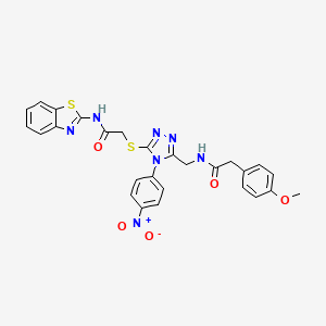 N-(benzo[d]thiazol-2-yl)-2-((5-((2-(4-methoxyphenyl)acetamido)methyl)-4-(4-nitrophenyl)-4H-1,2,4-triazol-3-yl)thio)acetamide
