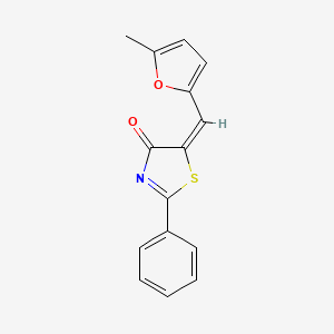 molecular formula C15H11NO2S B2646931 (5E)-5-[(5-methylfuran-2-yl)methylidene]-2-phenyl-4,5-dihydro-1,3-thiazol-4-one CAS No. 313955-51-0