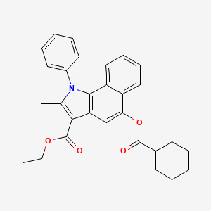 molecular formula C29H29NO4 B2646938 ethyl 5-((cyclohexanecarbonyl)oxy)-2-methyl-1-phenyl-1H-benzo[g]indole-3-carboxylate CAS No. 392242-24-9