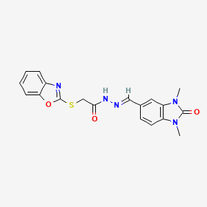 (E)-2-(benzo[d]oxazol-2-ylthio)-N'-((1,3-dimethyl-2-oxo-2,3-dihydro-1H-benzo[d]imidazol-5-yl)methylene)acetohydrazide