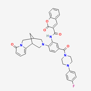 N-(5-(4-(4-fluorophenyl)piperazine-1-carbonyl)-2-(8-oxo-5,6-dihydro-1H-1,5-methanopyrido[1,2-a][1,5]diazocin-3(2H,4H,8H)-yl)phenyl)-2-oxo-2H-chromene-3-carboxamide
