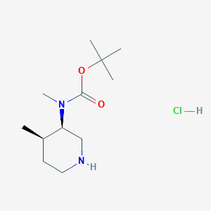 molecular formula C12H25ClN2O2 B2646963 Tert-butyl N-methyl-N-[(3R,4R)-4-methylpiperidin-3-yl]carbamate;hydrochloride CAS No. 2550997-62-9