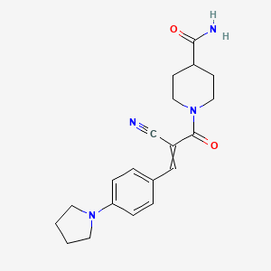1-(2-Cyano-2-{[4-(pyrrolidin-1-yl)phenyl]methylidene}acetyl)piperidine-4-carboxamide
