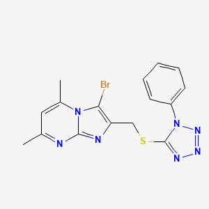 3-bromo-5,7-dimethyl-2-(((1-phenyl-1H-tetrazol-5-yl)thio)methyl)imidazo[1,2-a]pyrimidine
