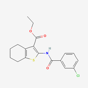 molecular formula C18H18ClNO3S B2646977 ETHYL 2-(3-CHLOROBENZAMIDO)-4,5,6,7-TETRAHYDRO-1-BENZOTHIOPHENE-3-CARBOXYLATE CAS No. 312917-34-3