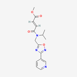 molecular formula C16H18N4O4 B2646988 Methyl (E)-4-oxo-4-[propan-2-yl-[(3-pyridin-3-yl-1,2,4-oxadiazol-5-yl)methyl]amino]but-2-enoate CAS No. 2411327-26-7