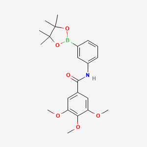 molecular formula C22H28BNO6 B2647001 Benzamide, 3,4,5-trimethoxy-N-[3-(4,4,5,5-tetramethyl-1,3,2-dioxaborolan-2-yl)phenyl]- CAS No. 1424265-36-0