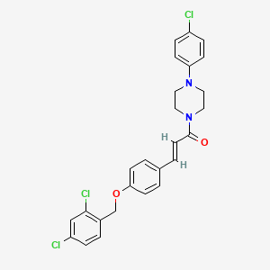 molecular formula C26H23Cl3N2O2 B2647004 (E)-1-[4-(4-chlorophenyl)piperazino]-3-{4-[(2,4-dichlorobenzyl)oxy]phenyl}-2-propen-1-one CAS No. 477888-83-8