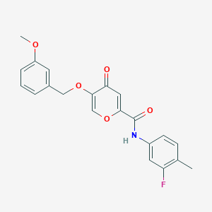 molecular formula C21H18FNO5 B2647044 N-(3-fluoro-4-methylphenyl)-5-((3-methoxybenzyl)oxy)-4-oxo-4H-pyran-2-carboxamide CAS No. 1021209-93-7