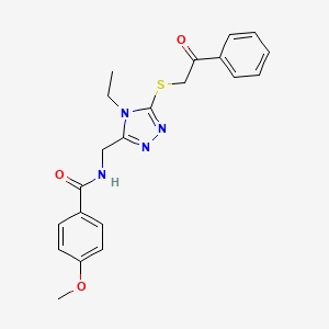 molecular formula C21H22N4O3S B2647061 N-((4-ethyl-5-((2-oxo-2-phenylethyl)thio)-4H-1,2,4-triazol-3-yl)methyl)-4-methoxybenzamide CAS No. 476448-78-9