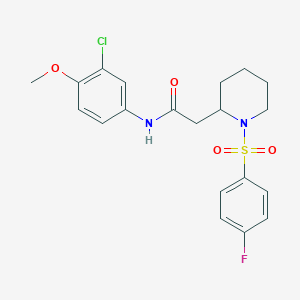 molecular formula C20H22ClFN2O4S B2647063 N-(3-chloro-4-methoxyphenyl)-2-(1-((4-fluorophenyl)sulfonyl)piperidin-2-yl)acetamide CAS No. 1021118-92-2