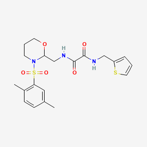 molecular formula C20H25N3O5S2 B2647076 N'-{[3-(2,5-dimethylbenzenesulfonyl)-1,3-oxazinan-2-yl]methyl}-N-[(thiophen-2-yl)methyl]ethanediamide CAS No. 872724-40-8