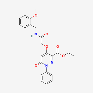 molecular formula C23H23N3O6 B2647092 ethyl 4-({[(2-methoxyphenyl)methyl]carbamoyl}methoxy)-6-oxo-1-phenyl-1,6-dihydropyridazine-3-carboxylate CAS No. 899975-44-1