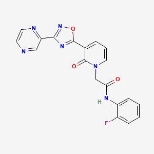 molecular formula C19H13FN6O3 B2647122 N-(2-fluorophenyl)-2-[2-oxo-3-(3-pyrazin-2-yl-1,2,4-oxadiazol-5-yl)pyridin-1(2H)-yl]acetamide CAS No. 1396811-20-3