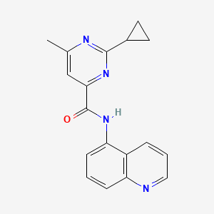molecular formula C18H16N4O B2647136 2-cyclopropyl-6-methyl-N-(quinolin-5-yl)pyrimidine-4-carboxamide CAS No. 2415583-89-8