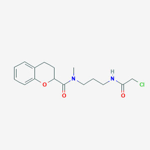 molecular formula C16H21ClN2O3 B2647228 N-[3-[(2-Chloroacetyl)amino]propyl]-N-methyl-3,4-dihydro-2H-chromene-2-carboxamide CAS No. 2418734-16-2