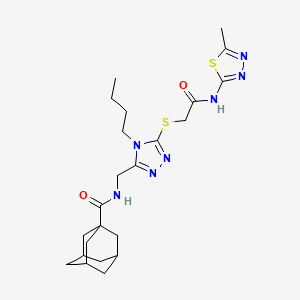 molecular formula C23H33N7O2S2 B2647234 N-{[4-butyl-5-({[(5-methyl-1,3,4-thiadiazol-2-yl)carbamoyl]methyl}sulfanyl)-4H-1,2,4-triazol-3-yl]methyl}adamantane-1-carboxamide CAS No. 476439-15-3