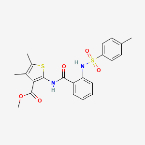molecular formula C22H22N2O5S2 B2647266 Methyl 4,5-dimethyl-2-(2-(4-methylphenylsulfonamido)benzamido)thiophene-3-carboxylate CAS No. 896615-90-0