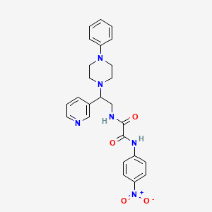 molecular formula C25H26N6O4 B2647287 N1-(4-nitrophenyl)-N2-(2-(4-phenylpiperazin-1-yl)-2-(pyridin-3-yl)ethyl)oxalamide CAS No. 886945-44-4