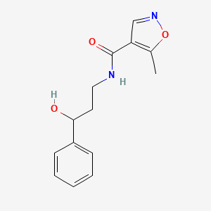 molecular formula C14H16N2O3 B2647289 N-(3-HYDROXY-3-PHENYLPROPYL)-5-METHYL-1,2-OXAZOLE-4-CARBOXAMIDE CAS No. 1448122-66-4