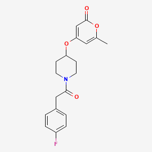 molecular formula C19H20FNO4 B2647339 4-((1-(2-(4-fluorophenyl)acetyl)piperidin-4-yl)oxy)-6-methyl-2H-pyran-2-one CAS No. 1798679-17-0