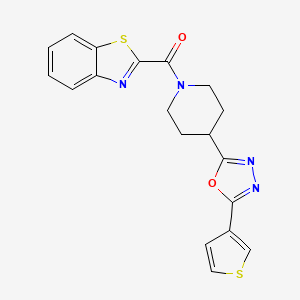 molecular formula C19H16N4O2S2 B2647346 Benzo[d]thiazol-2-yl(4-(5-(thiophen-3-yl)-1,3,4-oxadiazol-2-yl)piperidin-1-yl)methanone CAS No. 1448029-91-1