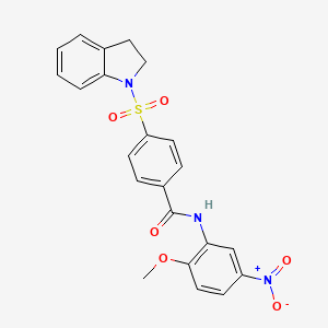 4-(indolin-1-ylsulfonyl)-N-(2-methoxy-5-nitrophenyl)benzamide
