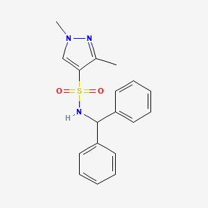 molecular formula C18H19N3O2S B2647390 N-benzhydryl-1,3-dimethyl-1H-pyrazole-4-sulfonamide CAS No. 898075-28-0