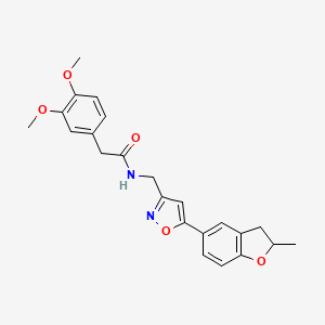 molecular formula C23H24N2O5 B2647391 2-(3,4-dimethoxyphenyl)-N-((5-(2-methyl-2,3-dihydrobenzofuran-5-yl)isoxazol-3-yl)methyl)acetamide CAS No. 1169997-19-6