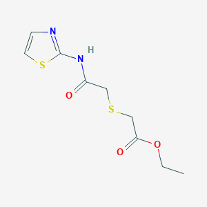 molecular formula C9H12N2O3S2 B2647421 Ethyl 2-((2-oxo-2-(thiazol-2-ylamino)ethyl)thio)acetate CAS No. 403836-04-4
