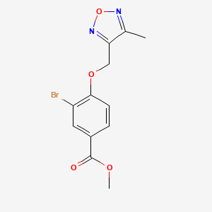 molecular formula C12H11BrN2O4 B2647427 Methyl 3-bromo-4-[(4-methyl-1,2,5-oxadiazol-3-yl)methoxy]benzoate CAS No. 2413878-87-0