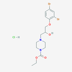 molecular formula C16H23Br2ClN2O4 B2647440 Ethyl 4-(3-(2,4-dibromophenoxy)-2-hydroxypropyl)piperazine-1-carboxylate hydrochloride CAS No. 1189877-75-5