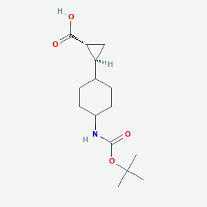 B2647441 (1R,2S)-2-[4-[(2-Methylpropan-2-yl)oxycarbonylamino]cyclohexyl]cyclopropane-1-carboxylic acid CAS No. 2227730-40-5