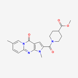 B2647446 Methyl 1-(1,7-dimethyl-4-oxo-1,4-dihydropyrido[1,2-a]pyrrolo[2,3-d]pyrimidine-2-carbonyl)piperidine-4-carboxylate CAS No. 946259-42-3