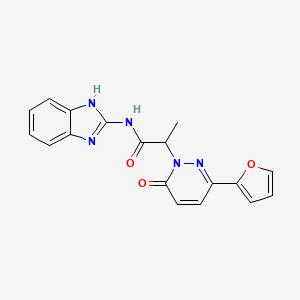 molecular formula C18H15N5O3 B2647470 N-(1H-benzo[d]imidazol-2-yl)-2-(3-(furan-2-yl)-6-oxopyridazin-1(6H)-yl)propanamide CAS No. 1286717-24-5