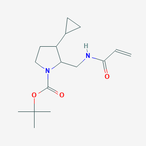 molecular formula C16H26N2O3 B2647490 Tert-butyl 3-cyclopropyl-2-[(prop-2-enoylamino)methyl]pyrrolidine-1-carboxylate CAS No. 2411318-50-6