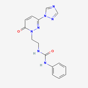 molecular formula C15H15N7O2 B2647534 1-(2-(6-oxo-3-(1H-1,2,4-triazol-1-yl)pyridazin-1(6H)-yl)ethyl)-3-phenylurea CAS No. 1797315-94-6