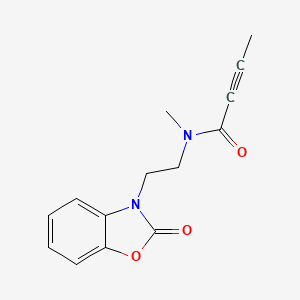 molecular formula C14H14N2O3 B2647604 N-Methyl-N-[2-(2-oxo-1,3-benzoxazol-3-yl)ethyl]but-2-ynamide CAS No. 2411243-55-3