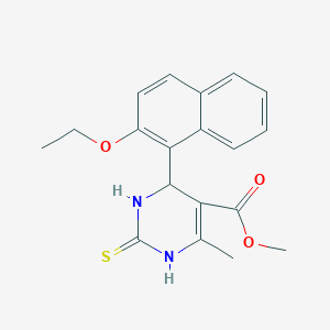 molecular formula C19H20N2O3S B2647618 Methyl 4-(2-ethoxynaphthalen-1-yl)-6-methyl-2-thioxo-1,2,3,4-tetrahydropyrimidine-5-carboxylate CAS No. 391222-00-7