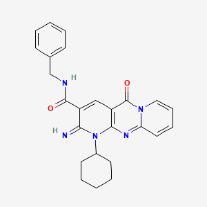 molecular formula C25H25N5O2 B2647627 N-Benzyl-1-cyclohexyl-2-imino-5-oxo-1,5-dihydro-2H-dipyrido[1,2-A:2,3-D]pyrimidine-3-carboxamide CAS No. 618078-21-0