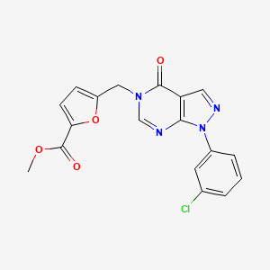 molecular formula C18H13ClN4O4 B2647641 methyl 5-{[1-(3-chlorophenyl)-4-oxo-1H,4H,5H-pyrazolo[3,4-d]pyrimidin-5-yl]methyl}furan-2-carboxylate CAS No. 895018-43-6