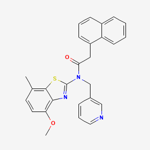 molecular formula C27H23N3O2S B2647676 N-(4-methoxy-7-methylbenzo[d]thiazol-2-yl)-2-(naphthalen-1-yl)-N-(pyridin-3-ylmethyl)acetamide CAS No. 922806-37-9