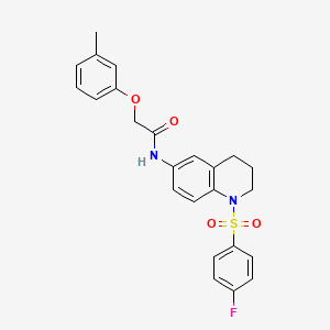molecular formula C24H23FN2O4S B2647703 N-[1-(4-fluorobenzenesulfonyl)-1,2,3,4-tetrahydroquinolin-6-yl]-2-(3-methylphenoxy)acetamide CAS No. 1005300-41-3